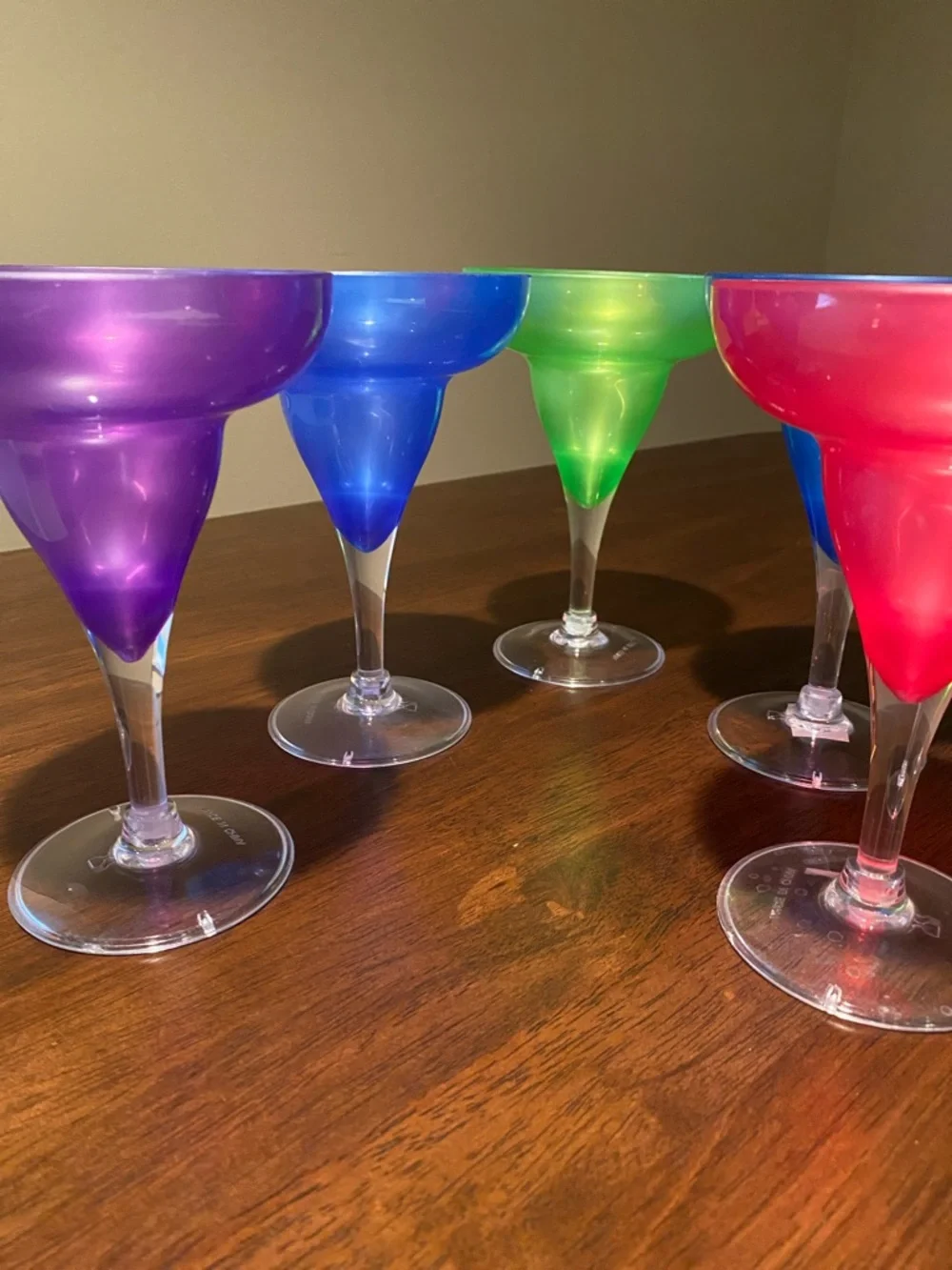 Set of 5 Colorful Plastic Margarita Glasses - Multicolor
